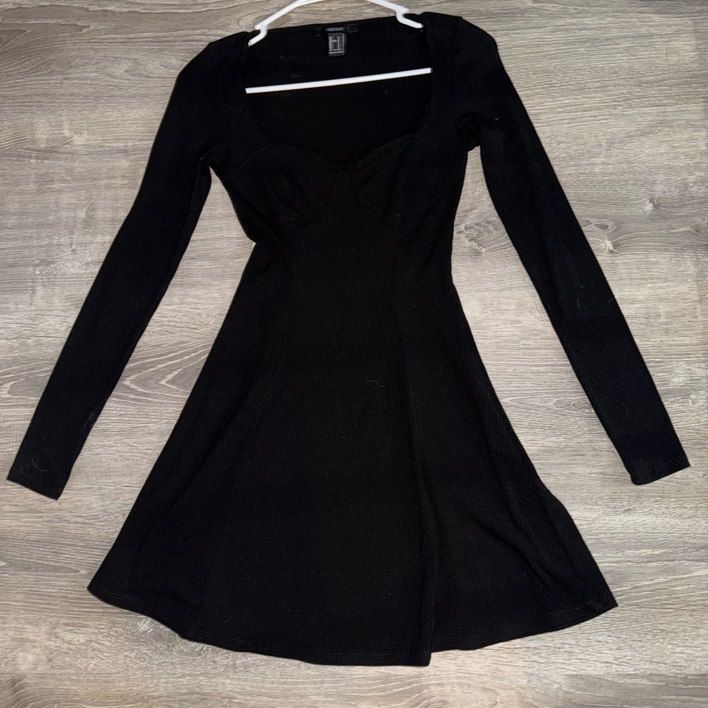 Forever 21 Black Long Sleeve A-Line Dress
